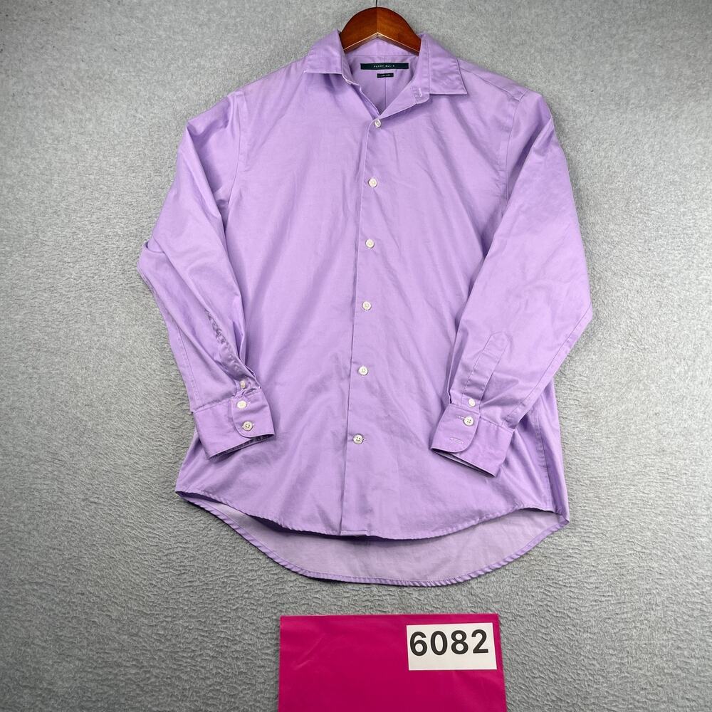 Perry Ellis Shirt Purple Casual Classic Non Iron Button Up Long Sleeve Mens S